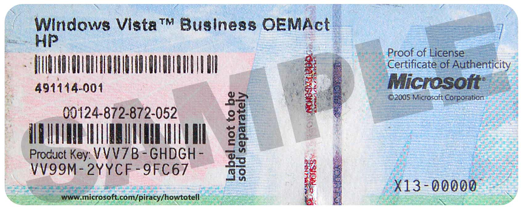 Windows Vista Certificate of Authenticity